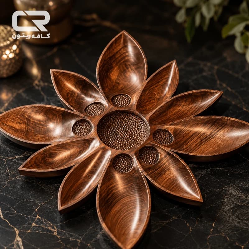 سینی مزه طرح نیلوفر با چوب گردو