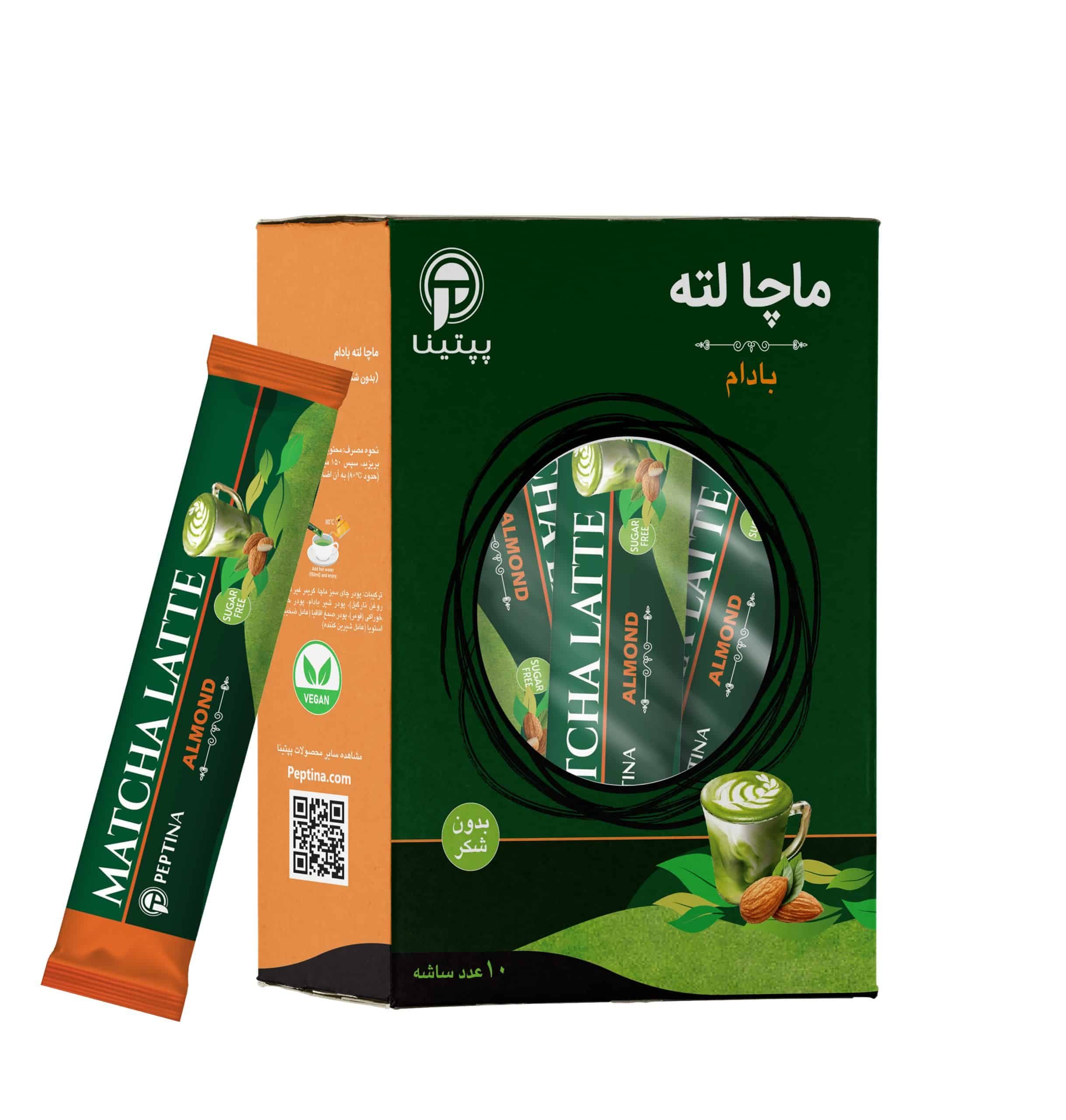 ماچا لته با طعم بادام – 10 عدد ساشه