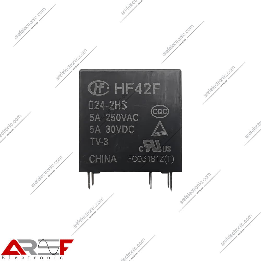 رله پکیجی HF_42F دارای 24 ولت 5 آمپر 6 پین