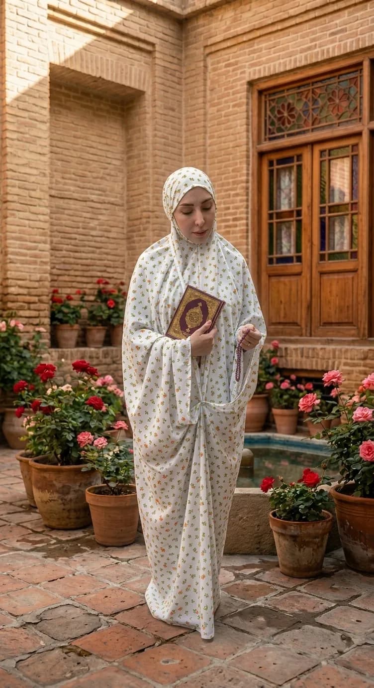 چادر نماز کیسه ای گلدار