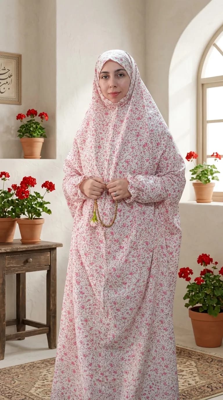 چادر نماز آستین دار گلدار(راسته)