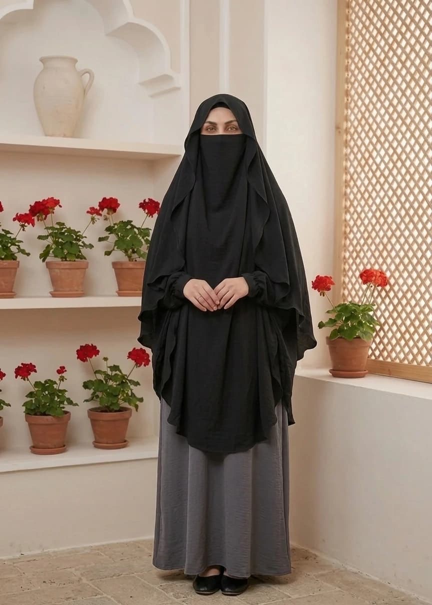 خمار شالدار آستین دار