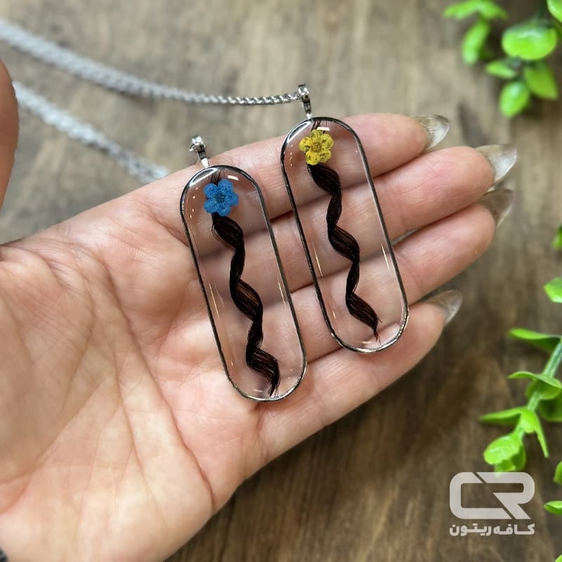 گردنبند موی یار طرح بیضی با تزئین گل