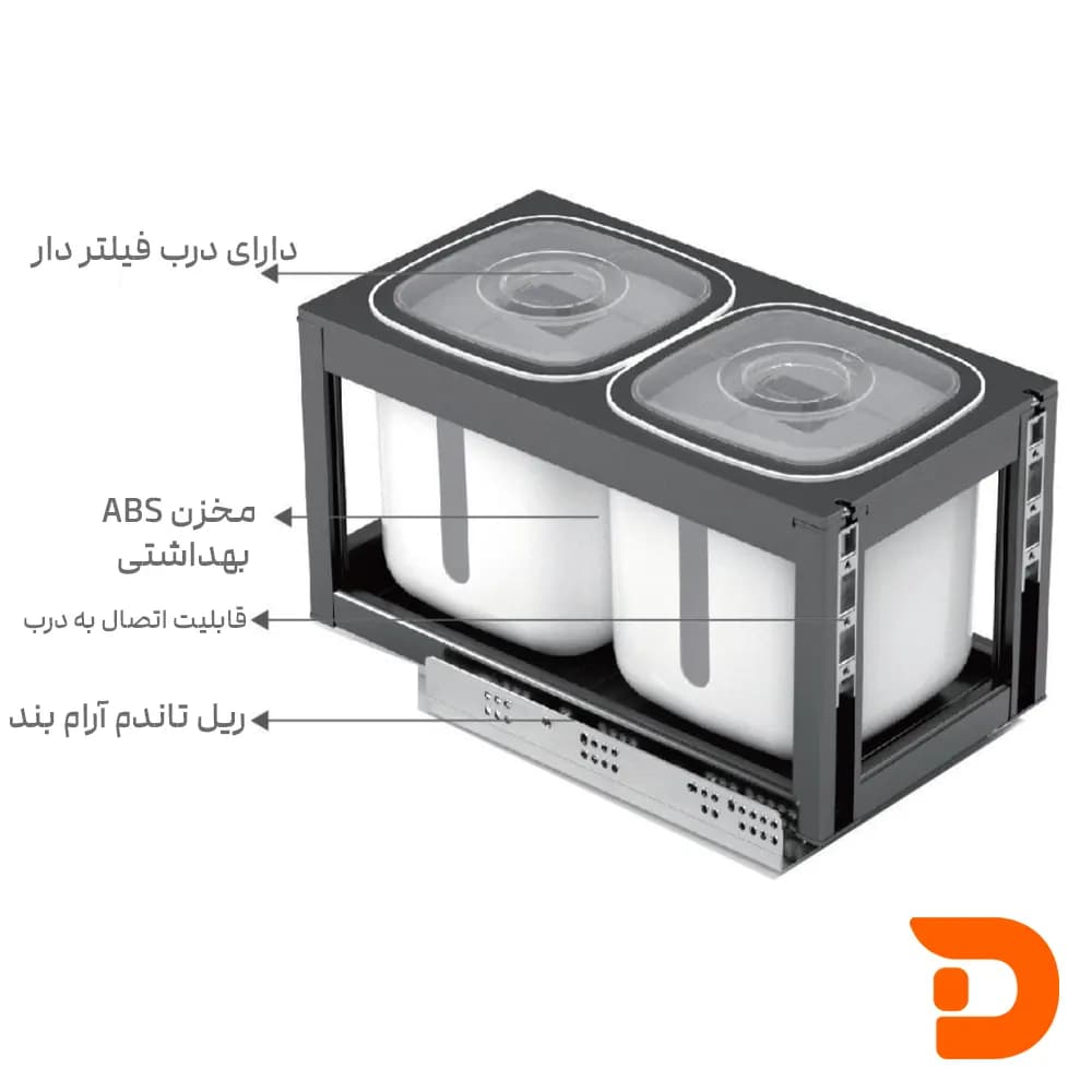 سطل برنج کشویی دوقلو ملونی مدل 9214 — تصویر ۳