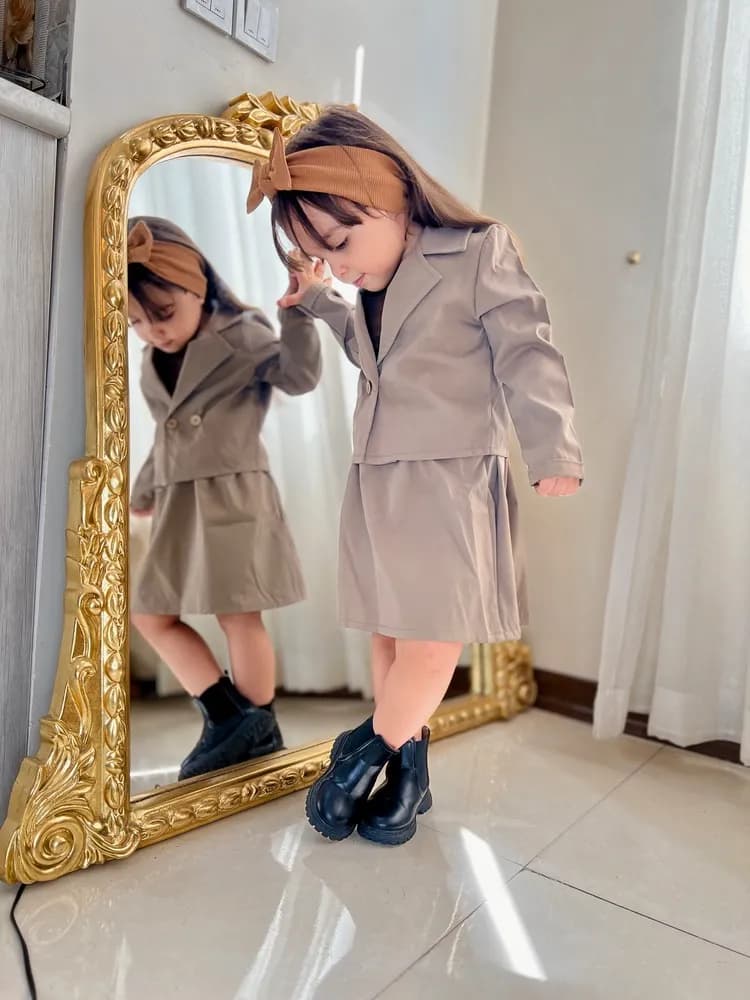 ست چهارتکه تاپ دامن کت کمربند بهاره — تصویر ۵