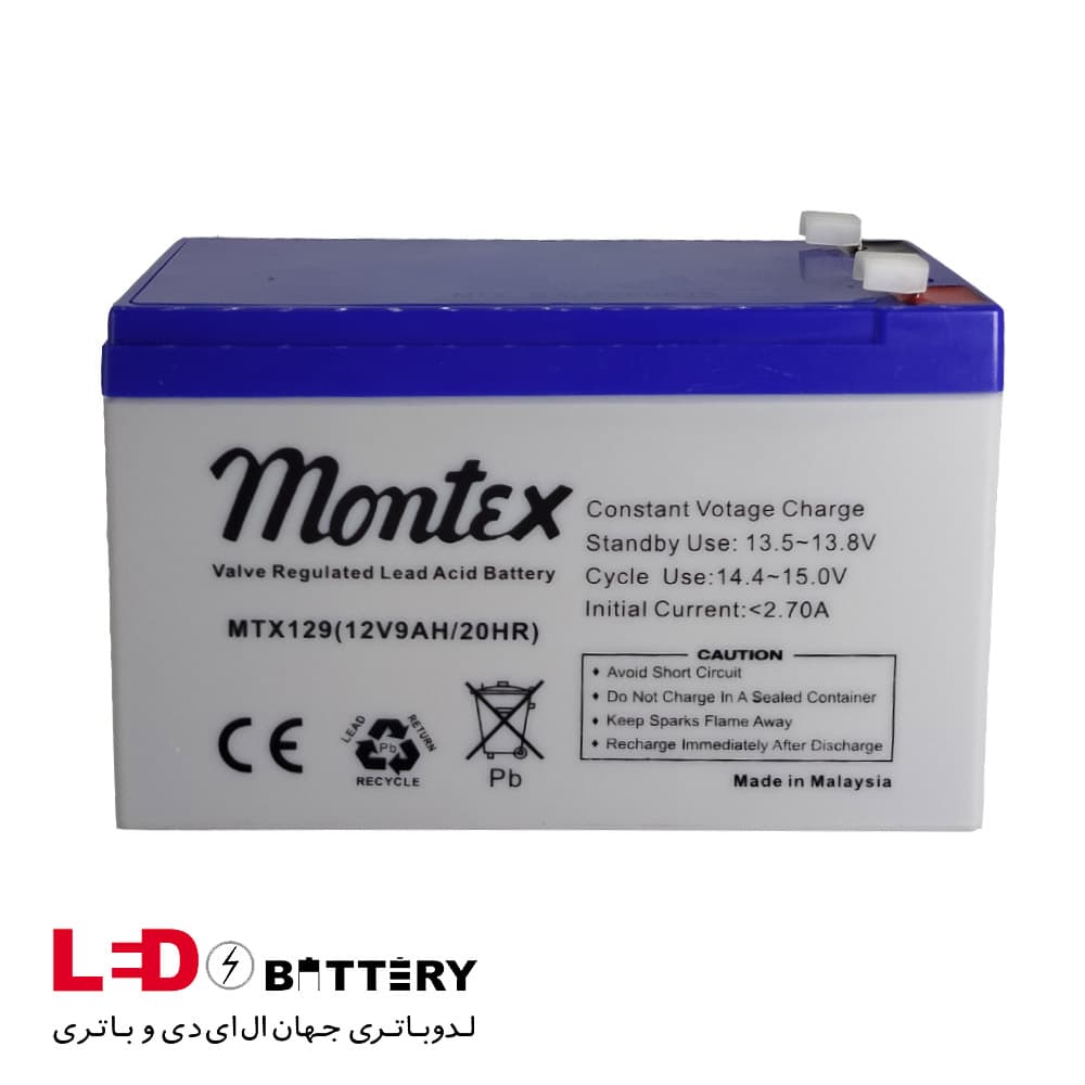 باتری سیلد اسید 12 ولت 9 آمپر مونتکس (12v-9A montex) – 6 ماه گارانتی تعویض — تصویر ۳