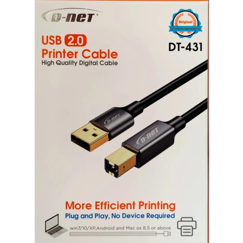 کابل پرینتر دی نت مدل DT-431 طول ۱.۵ متر USB 2.0 — تصویر ۲
