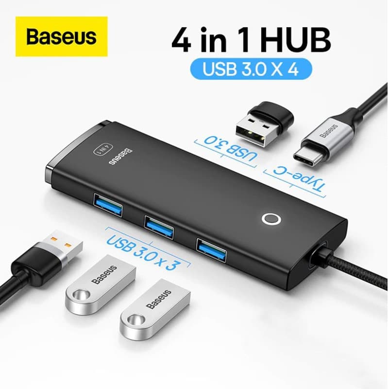 هاب 4 پورت USB 3.0 باسئوس مدل BS-OH015 اتصال با کابل تایپ سی — تصویر ۶