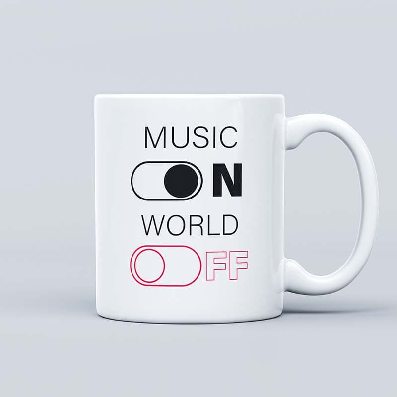 ماگ سرامیکی طرح music on world off کد 00658