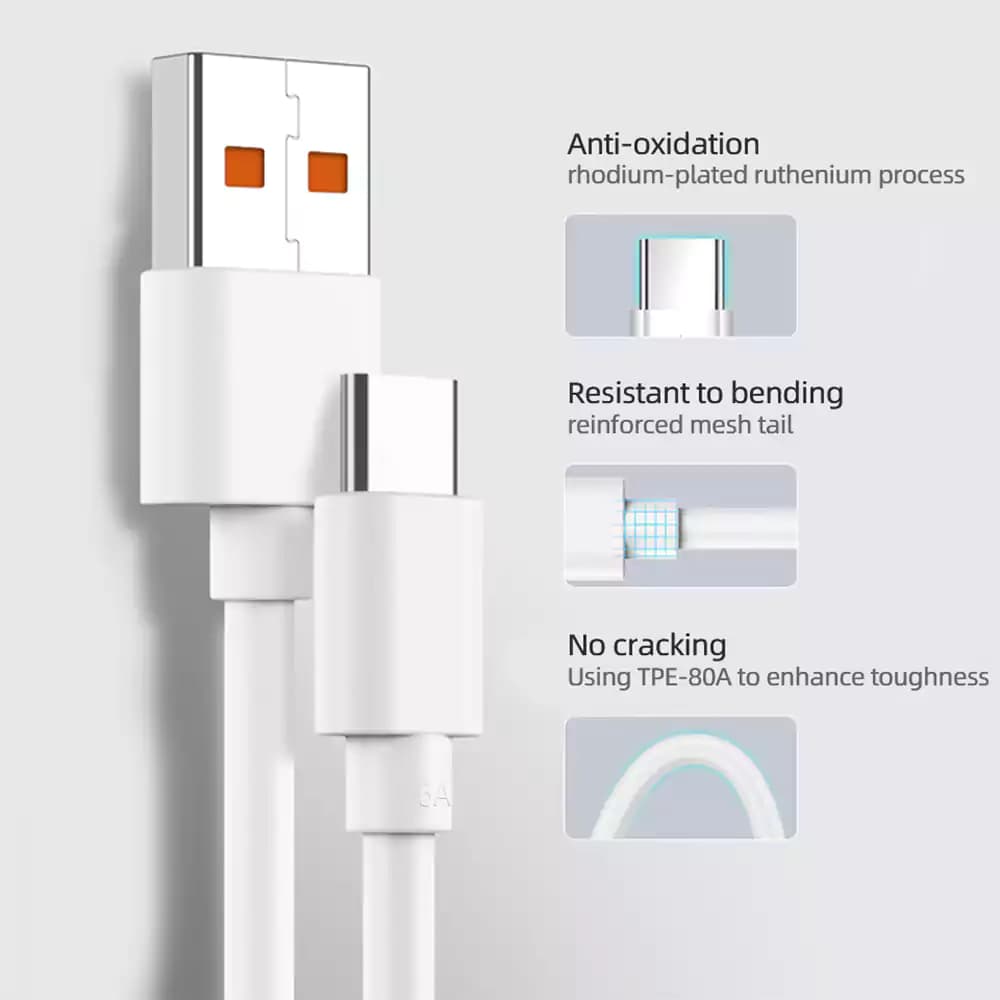کابل شارژ سوپرفست 33 تا 120 وات اورجینال شیائومی 1 متری تایپ سی به USB — تصویر ۴