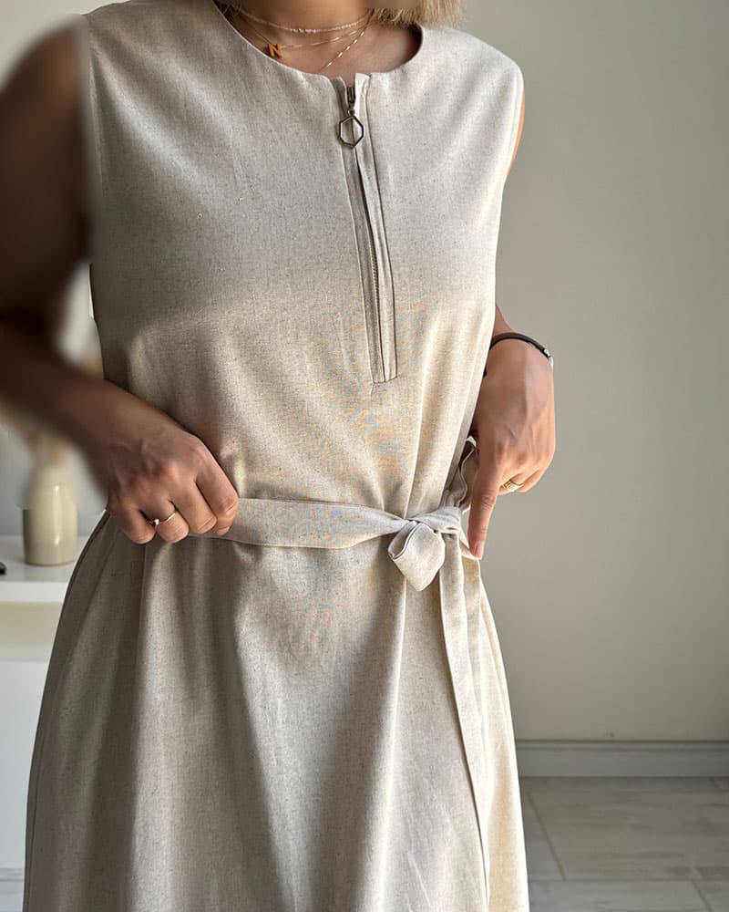 پیراهن لینن Neli نچرال — تصویر ۷