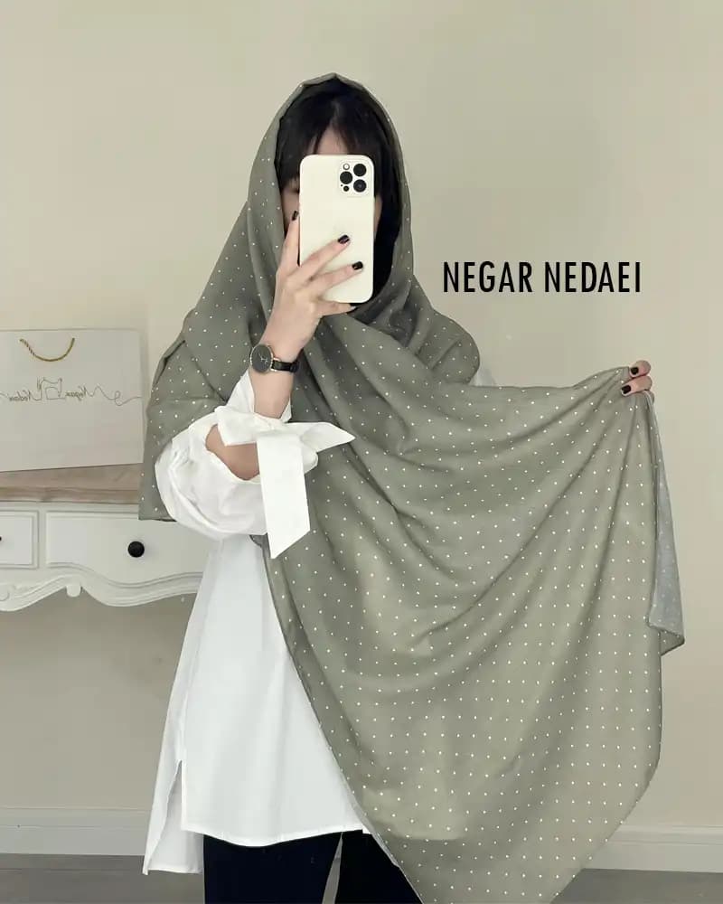 شال خالدار سبز(اوتلت)