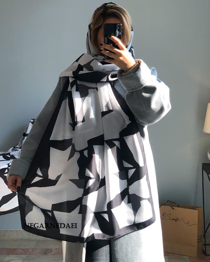 شال سفید مشکی خاکستری (اوتلت)