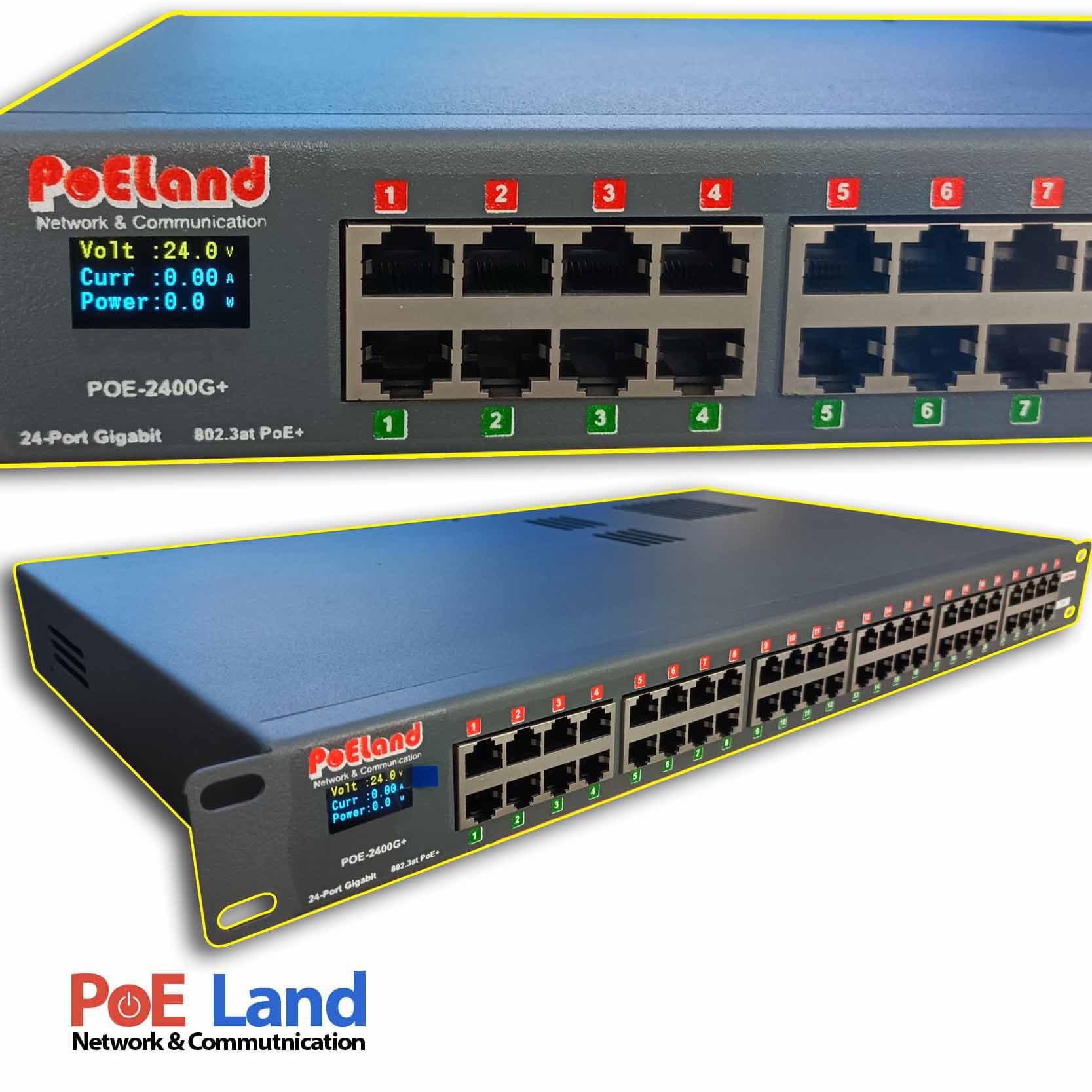 پچ پنل PoE گیگابایت با نمایشگر OLED مدل +PoELand-2400G