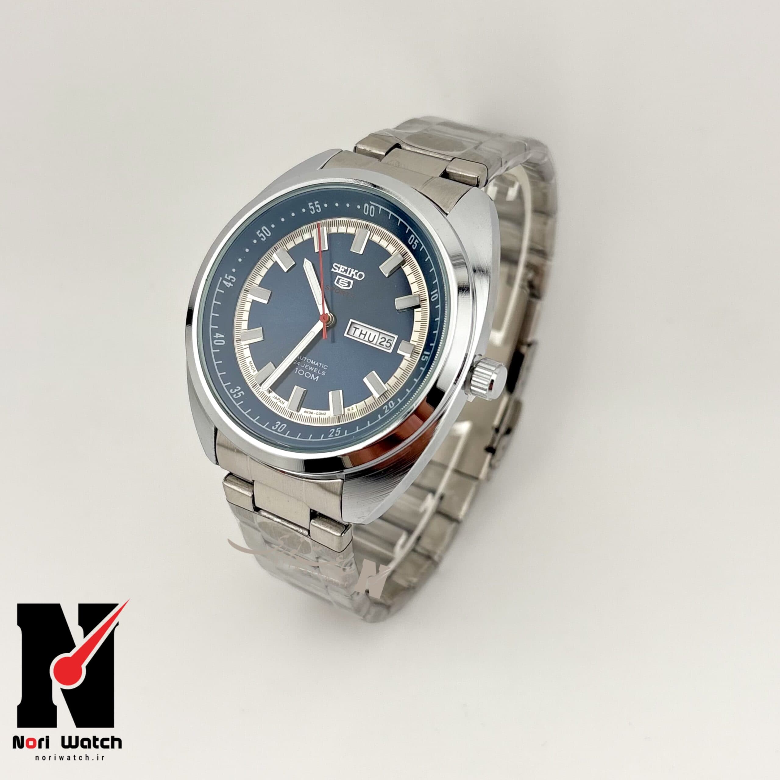 ساعت مردانه سیکو 5 صفحه سرمه ای seiko5 — تصویر ۳