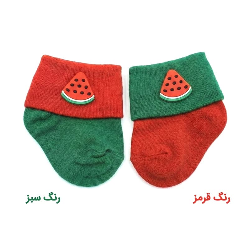 جوراب ساق کوتاه نوزادی مدل هندوانه یلدا کد H2 — تصویر ۲