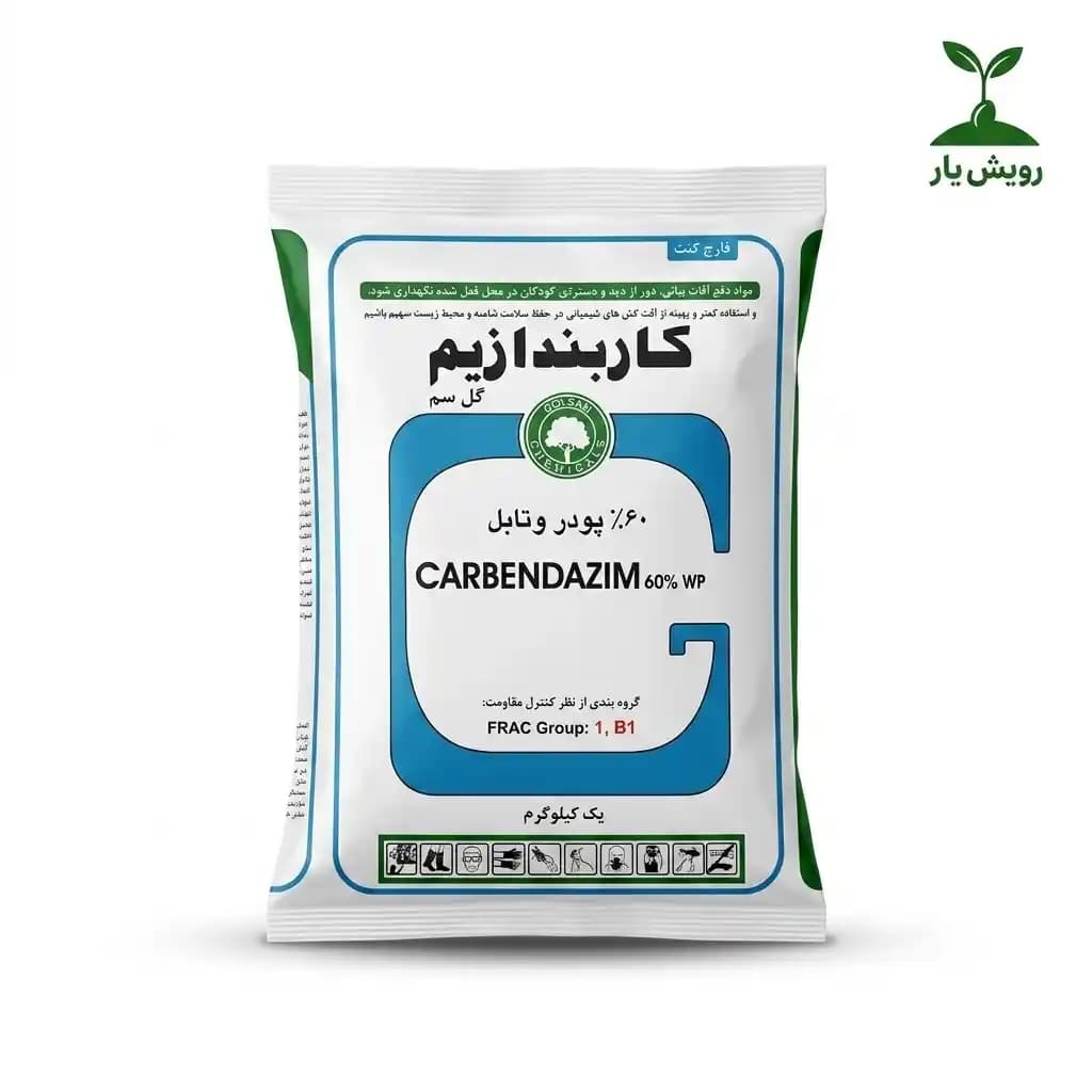 قارچ‌کش کاربندازیم ۶۰٪ WP گل سم گرگان ۱ کیلوگرمی | ضدعفونی بذر گندم و جو