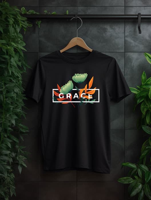 تیشرت نخ پنبه چاپی طرح گل GRACE