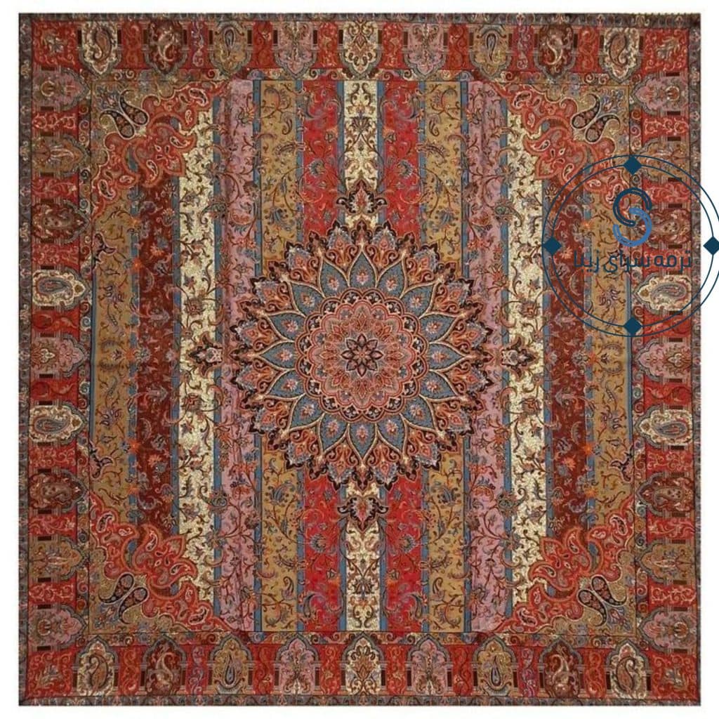 رومیزی ترمه ابریشم طرح الوان کد 1