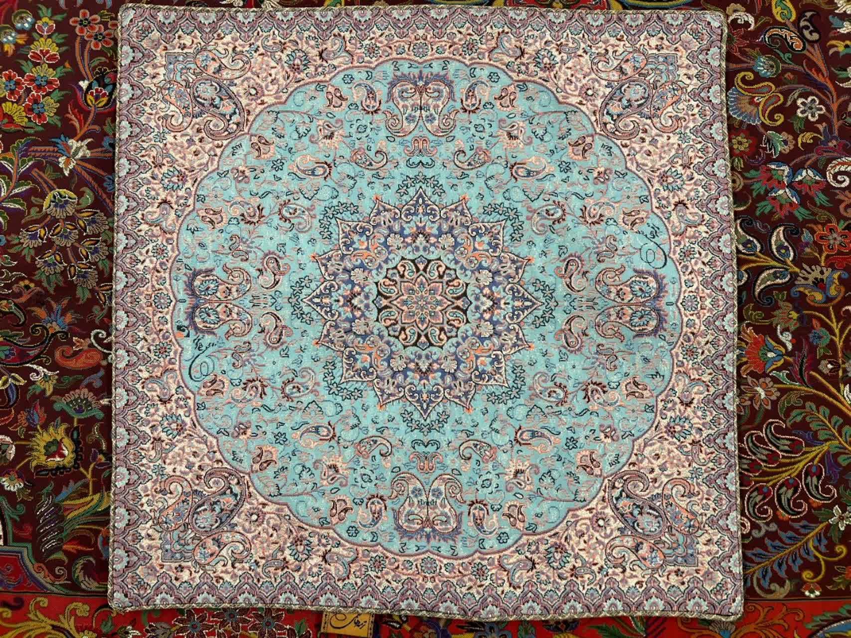 کاور کوسن ترمه ابریشم طرح شاه زرند کد 2
