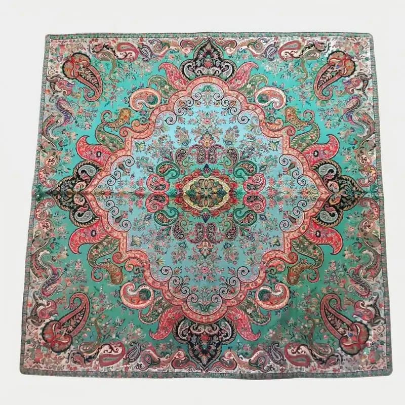 رومیزی ترمه جنس ابریشم طرح سلاطین سایز 1*1 کد 2