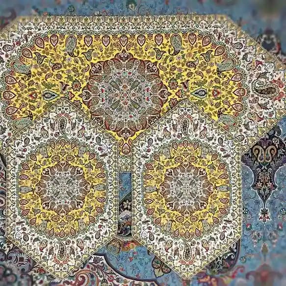 رومیزی ترمه ابریشم 3 تیکه طرح ماهدخت کد 7