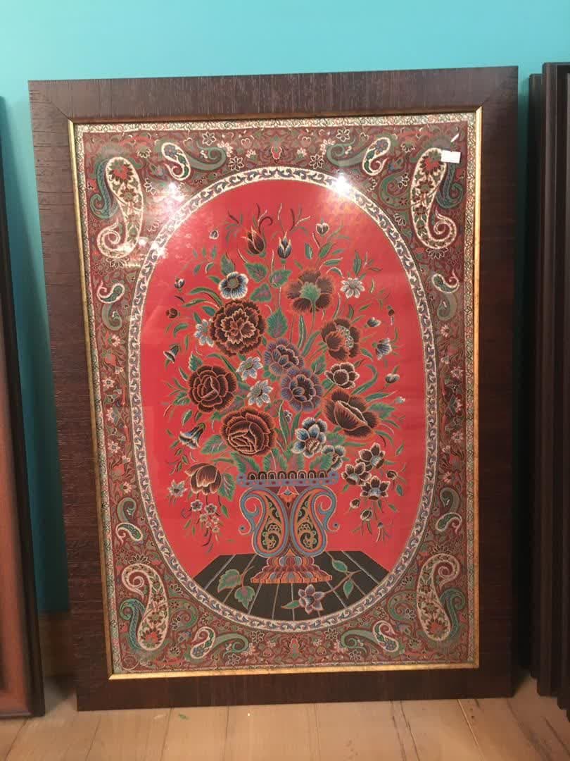 تابلو ترمه ابریشم طرح مبینا رنگ قرمز — تصویر ۲