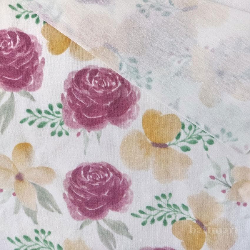 پارچه تریکو طرح گلدار آبرنگی کد 4011051 — تصویر ۲