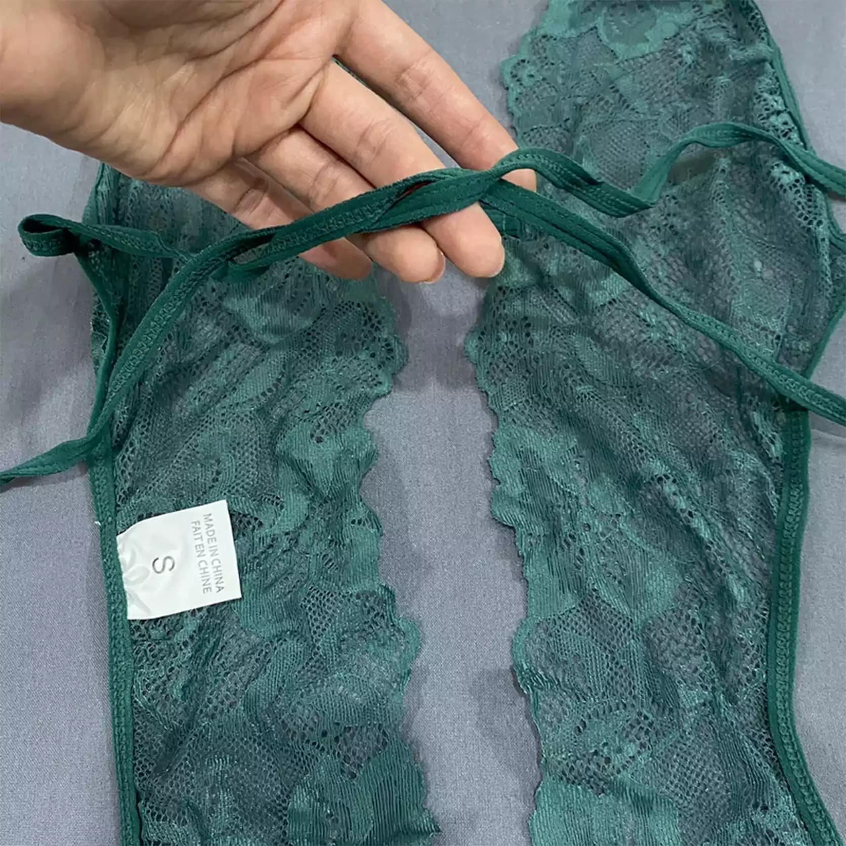 بادی لباس خواب توری سبز زنانه SHEIN مدل فانتزی 53270 — تصویر ۸