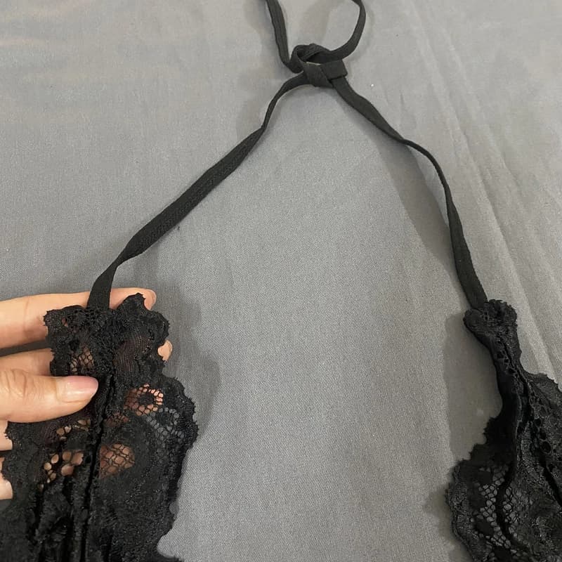 بادی فانتزی زنانه گیپور مشکی Shein مدل 52752 — تصویر ۴