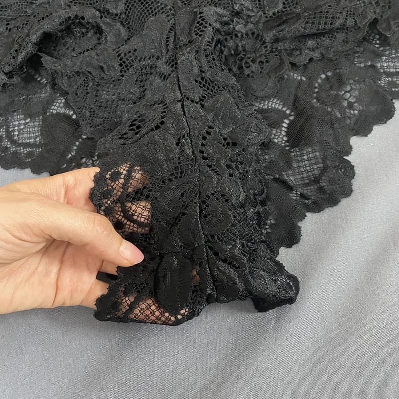 بادی فانتزی زنانه گیپور مشکی Shein مدل 52752 — تصویر ۲