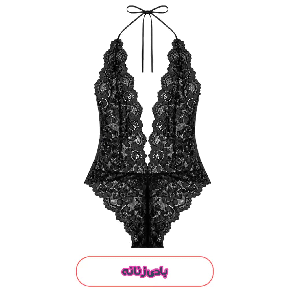 بادی فانتزی زنانه گیپور مشکی Shein مدل 52752