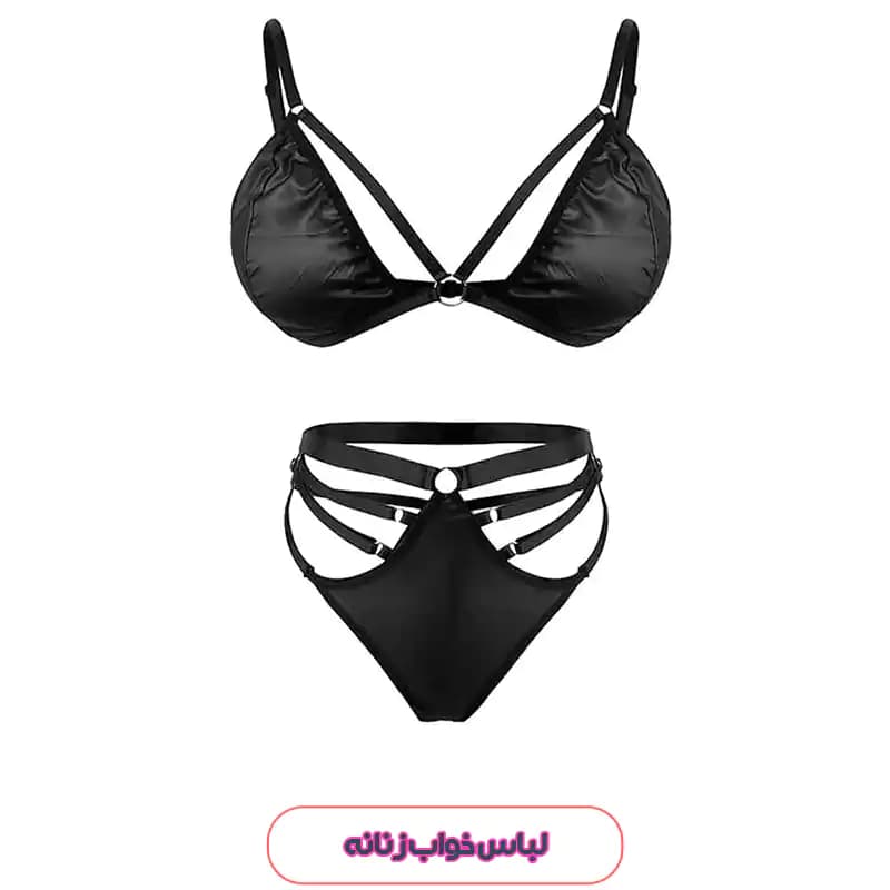 ست لباس زیر فانتزی چرمی مشکی Shein مدل 52485