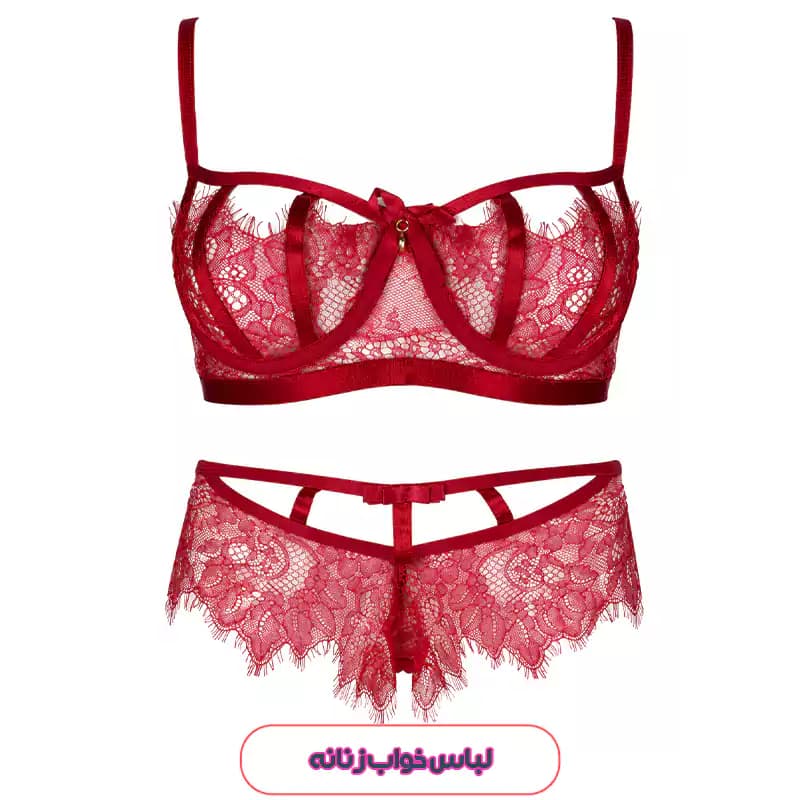 ست شورت و سوتین فانتزی قرمز زنانه Shein مدل کاپ باز فنردار 52359