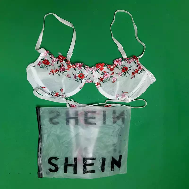 ست سوتین و شورت توری گلدوزی سفید Shein مدل — تصویر ۲
