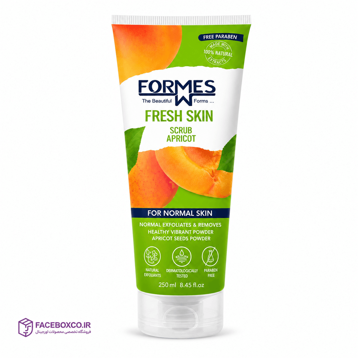 اسکراب زردآلو فرمس مدل Fresh Skin مناسب پوست معمولی حجم ۲۵۰ میلی‌لیتر