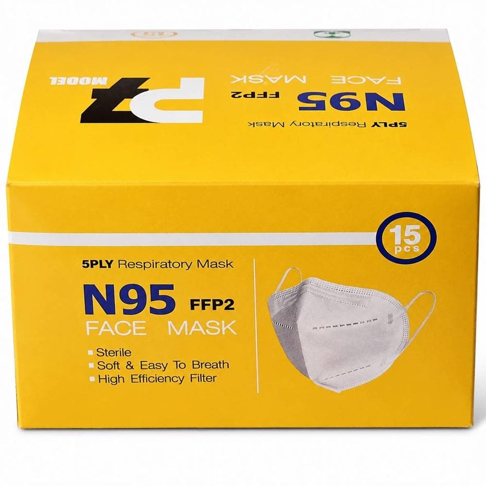 ماسک تنفسی N95 فیلتر دار بسته 15 عددی