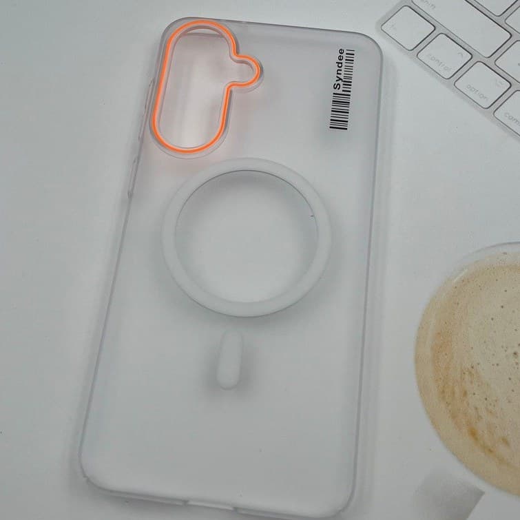 قاب گوشی Redmi 14C شیائومی Syndee مات مگ سیف Magsafe اورجینال لنز برجسته سفید