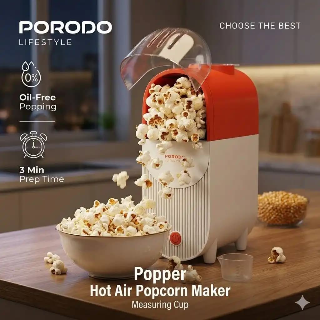 دستگاه پاپ‌کورن‌ساز بدون روغن Porodo — تصویر ۳
