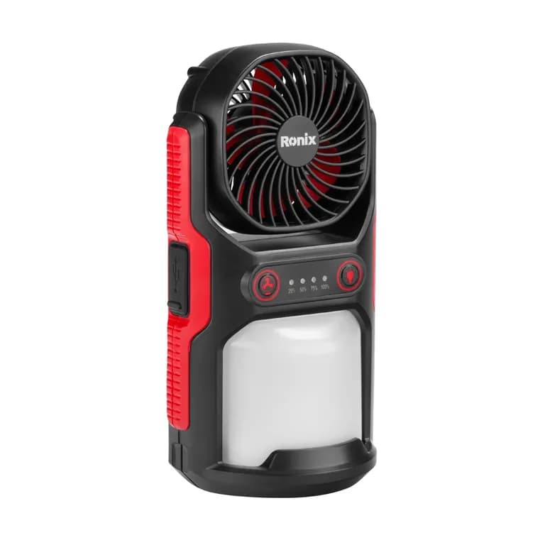 نور افکن و پنکه شارژی رونیکس دوکاره FanPro مدل RH-4210 — تصویر ۶