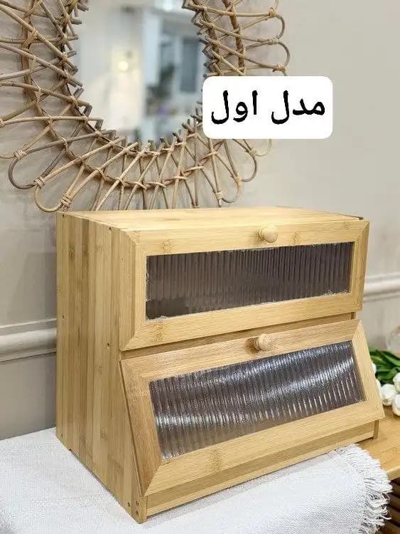 ارگانایزر دو طبقه بامبو | باکس نگهداری صیفی‌جات و سبزیجات — تصویر ۳