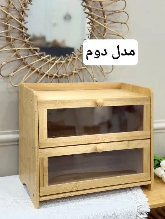 ارگانایزر دو طبقه بامبو | باکس نگهداری صیفی‌جات و سبزیجات — تصویر ۴
