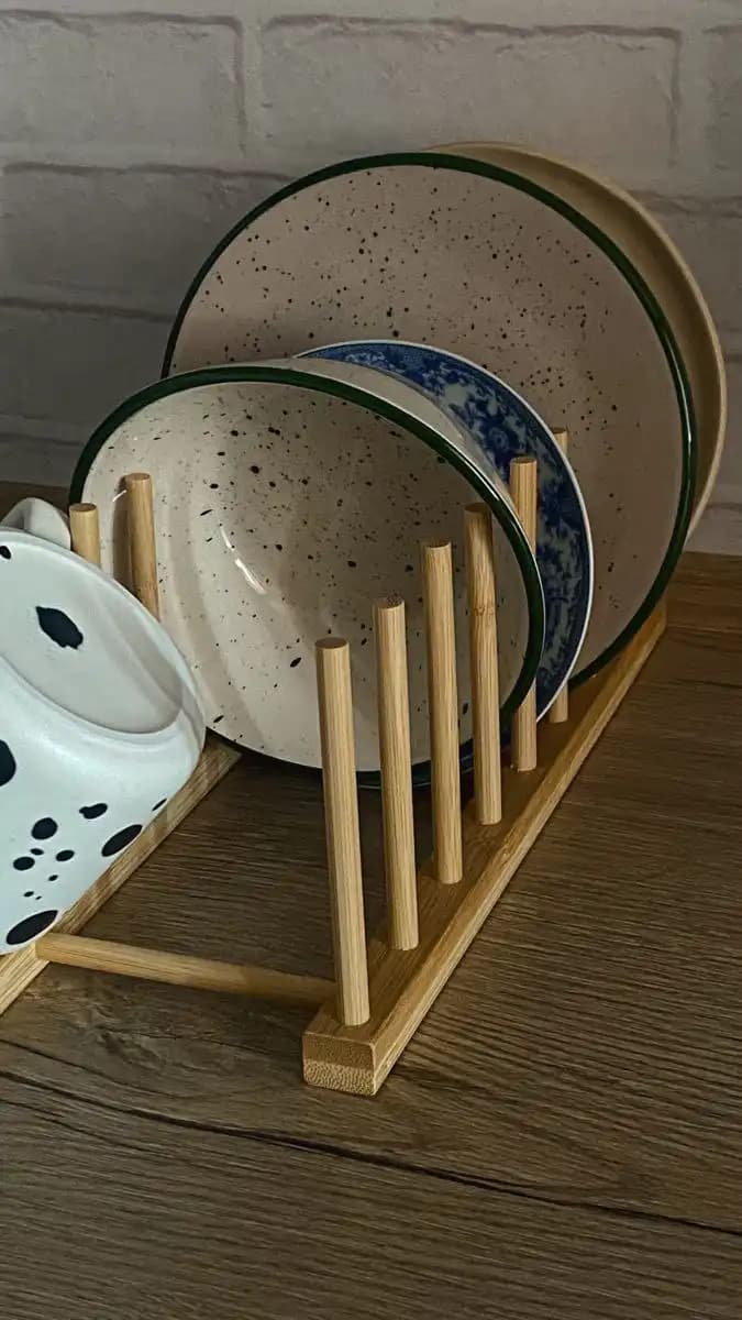 استند چوبی آبچکان بشقاب — تصویر ۳