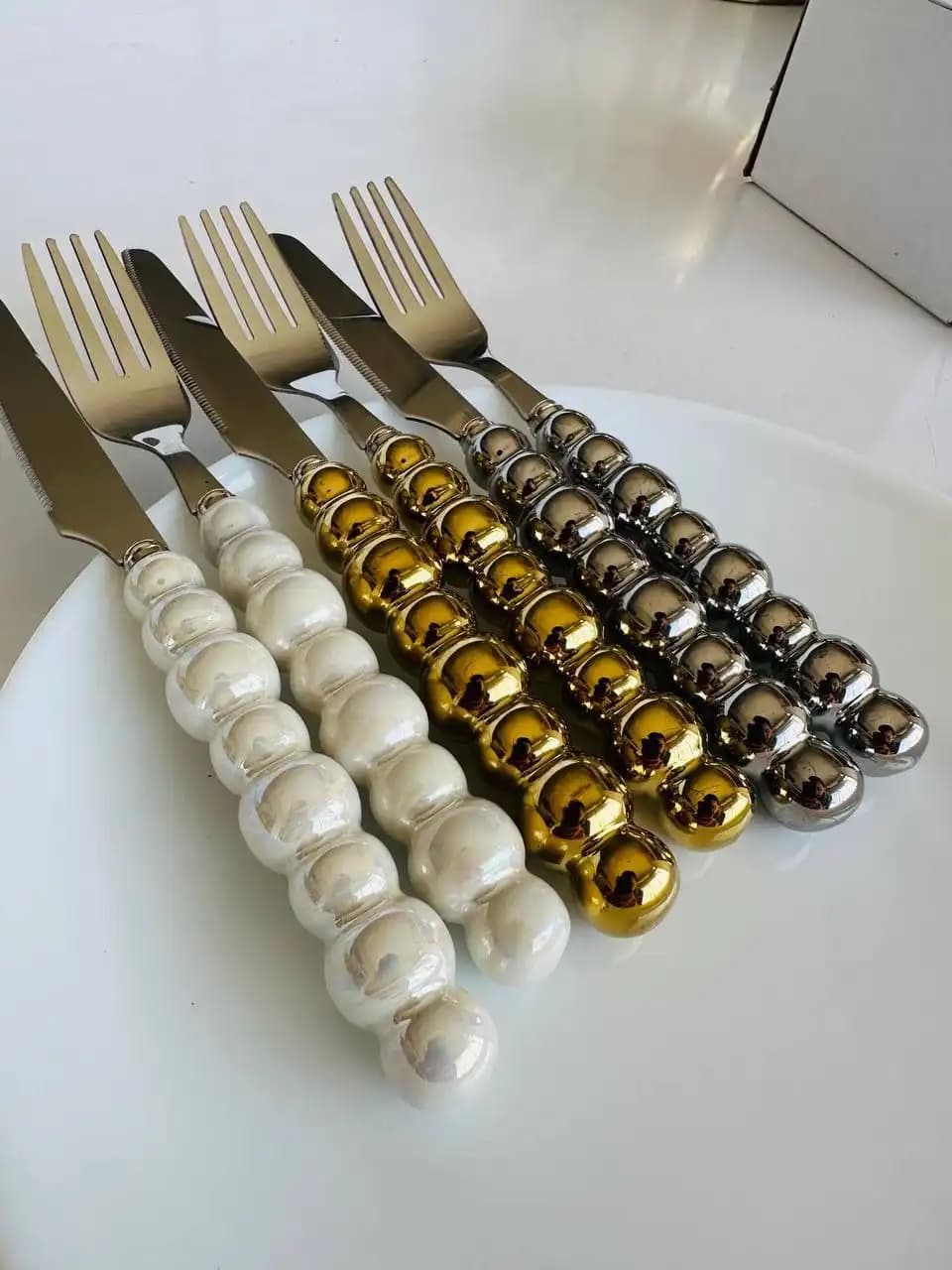 سرویس کارد و چنگال طرح مرواریدی — تصویر ۸