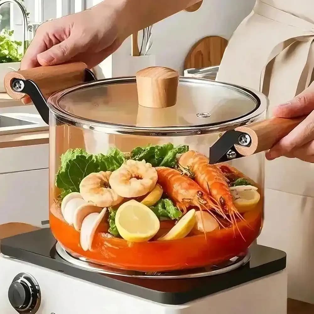 قابلمه شیشه‌ای با درب چوبی — تصویر ۶