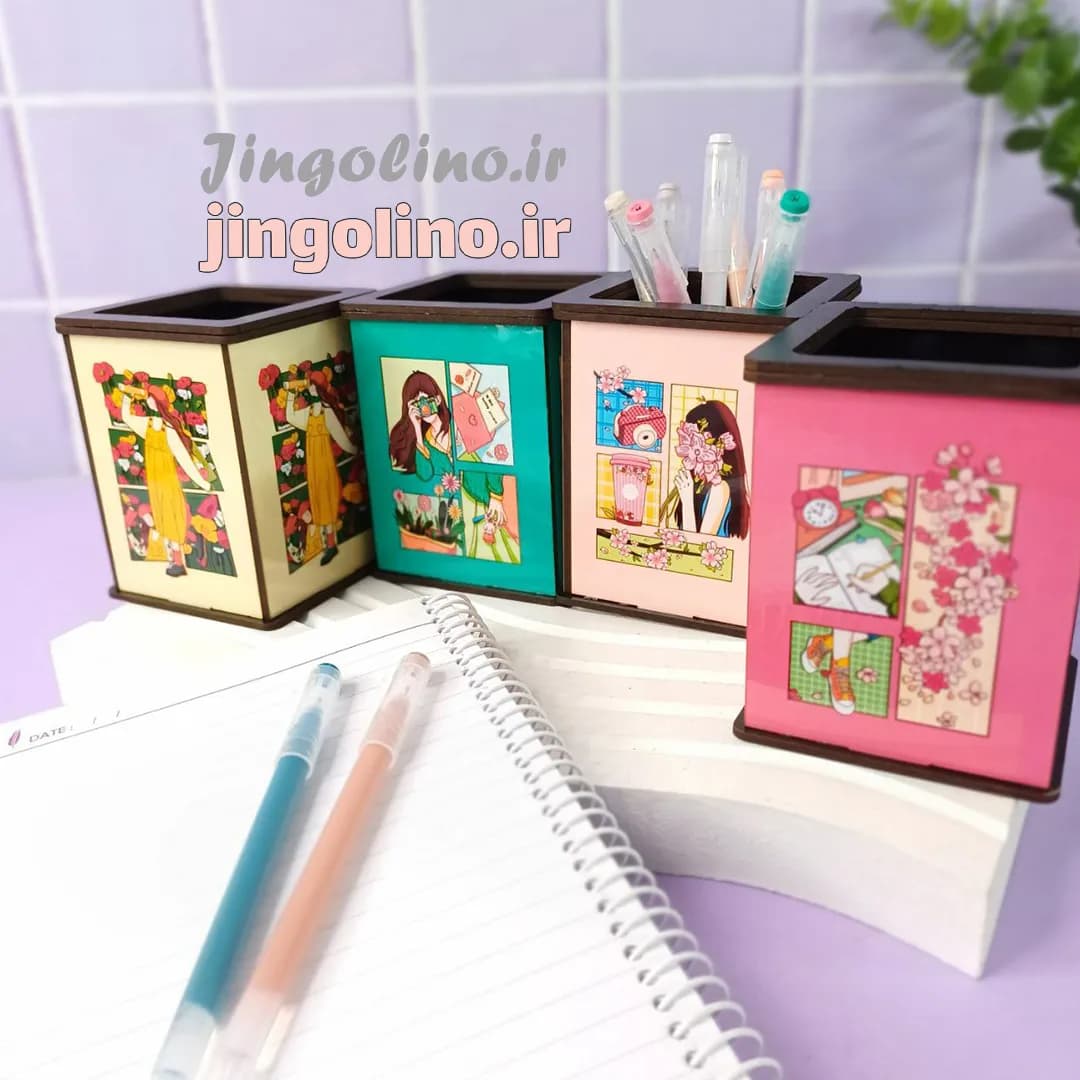 ارگانایزر رومیزی لوازم تحریر پینترستی چوبی — تصویر ۷