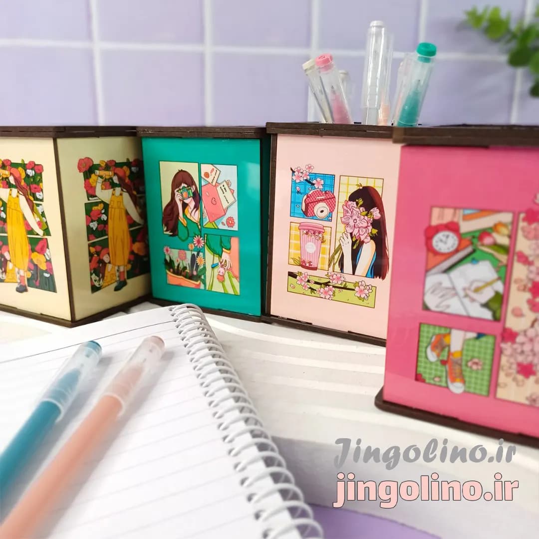 ارگانایزر رومیزی لوازم تحریر پینترستی چوبی — تصویر ۳