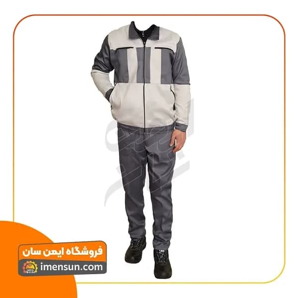 لباس کار سیلوری طوسی استخوانی (آستردار) (جامبو سایز) — تصویر ۳