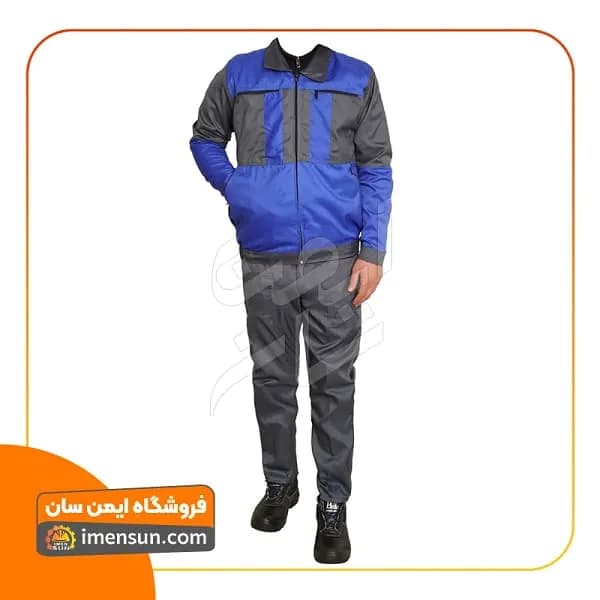 لباس کار سیلوری طوسی آبی (آستردار) (جامبو سایز) — تصویر ۳