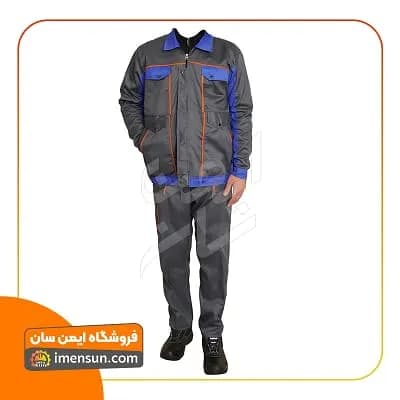 لباس کار بوفالو طوسی آبی (جامبو سایز) — تصویر ۳
